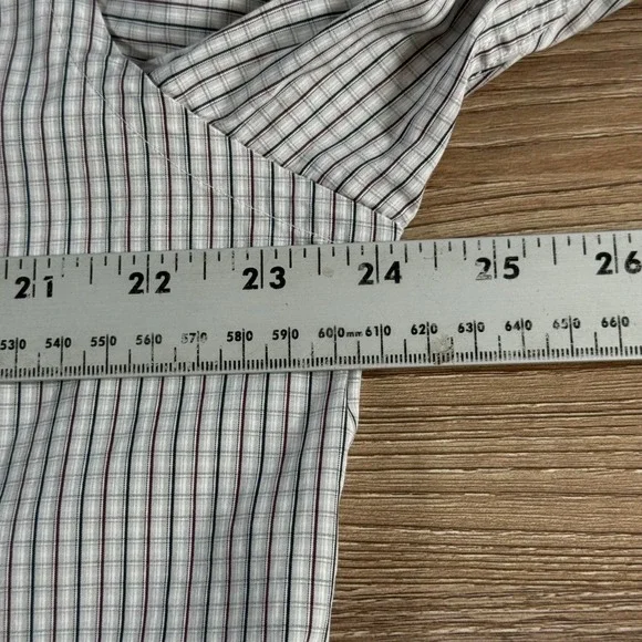 Canali Brushed Button Down Shirt Mens 44-17 1/2 Cream Red Check Business Italy - Picture 8 of 11
